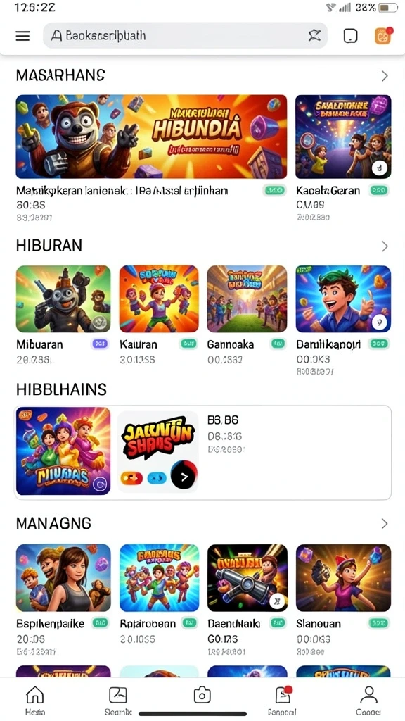 Beragam pilihan permainan yang tersedia.